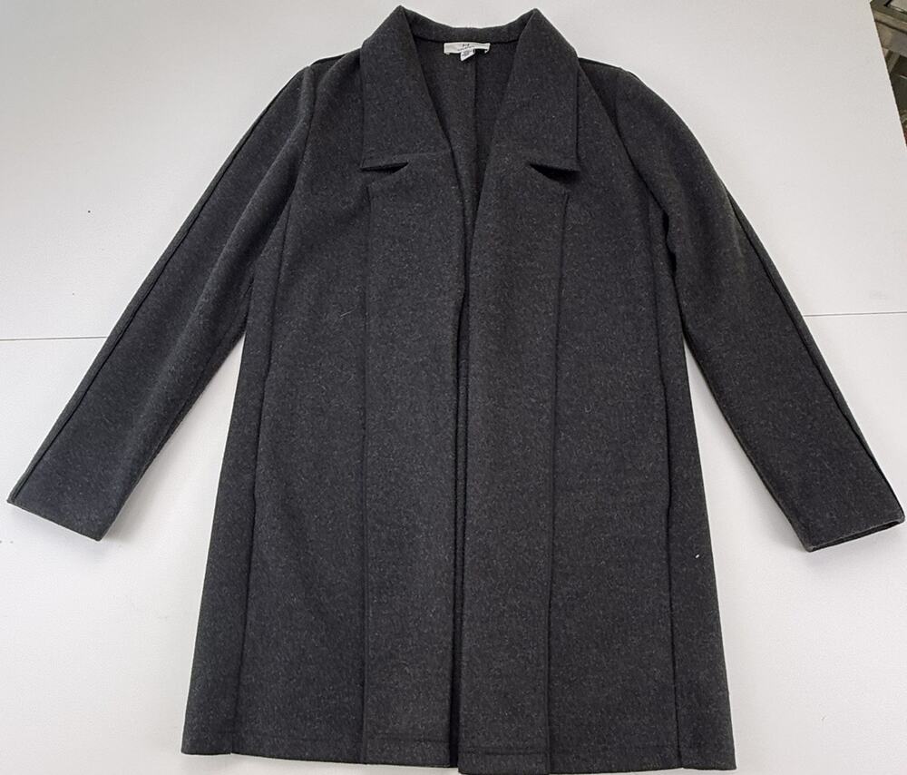 H by Halston Womens S Charcoal Gray Open Front Long Coat Jacket Stretch